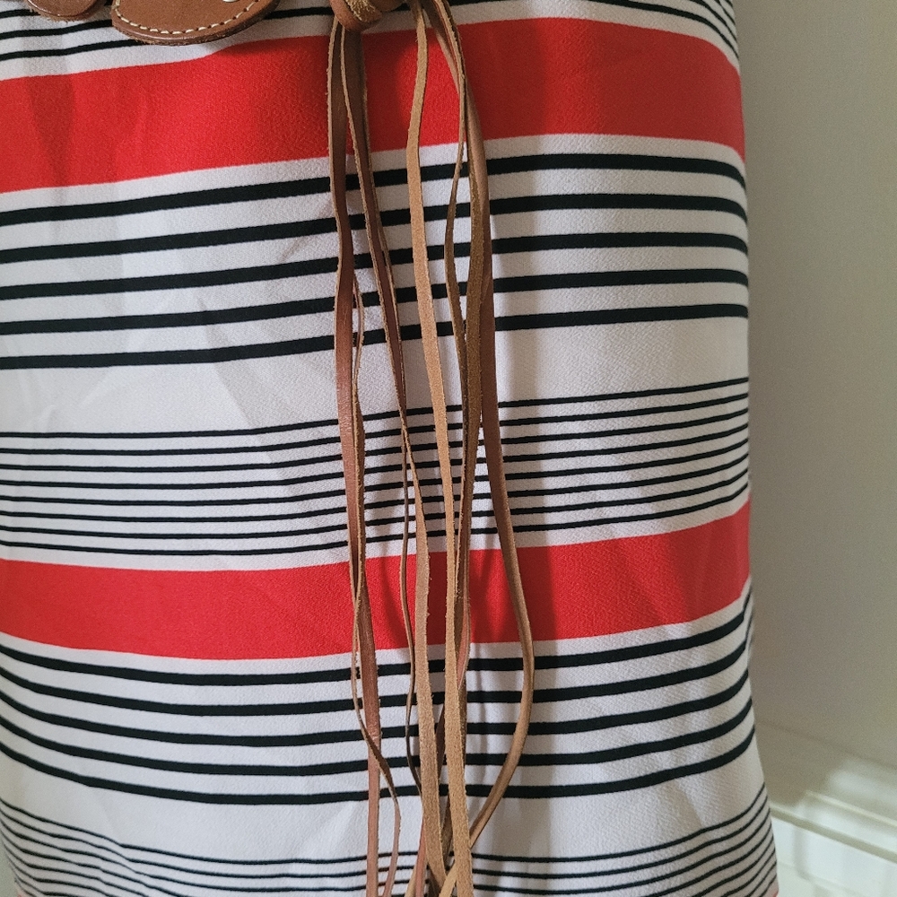 Calvin Klein Brown Leather fringe boho tie belt - Picture 6 of 8